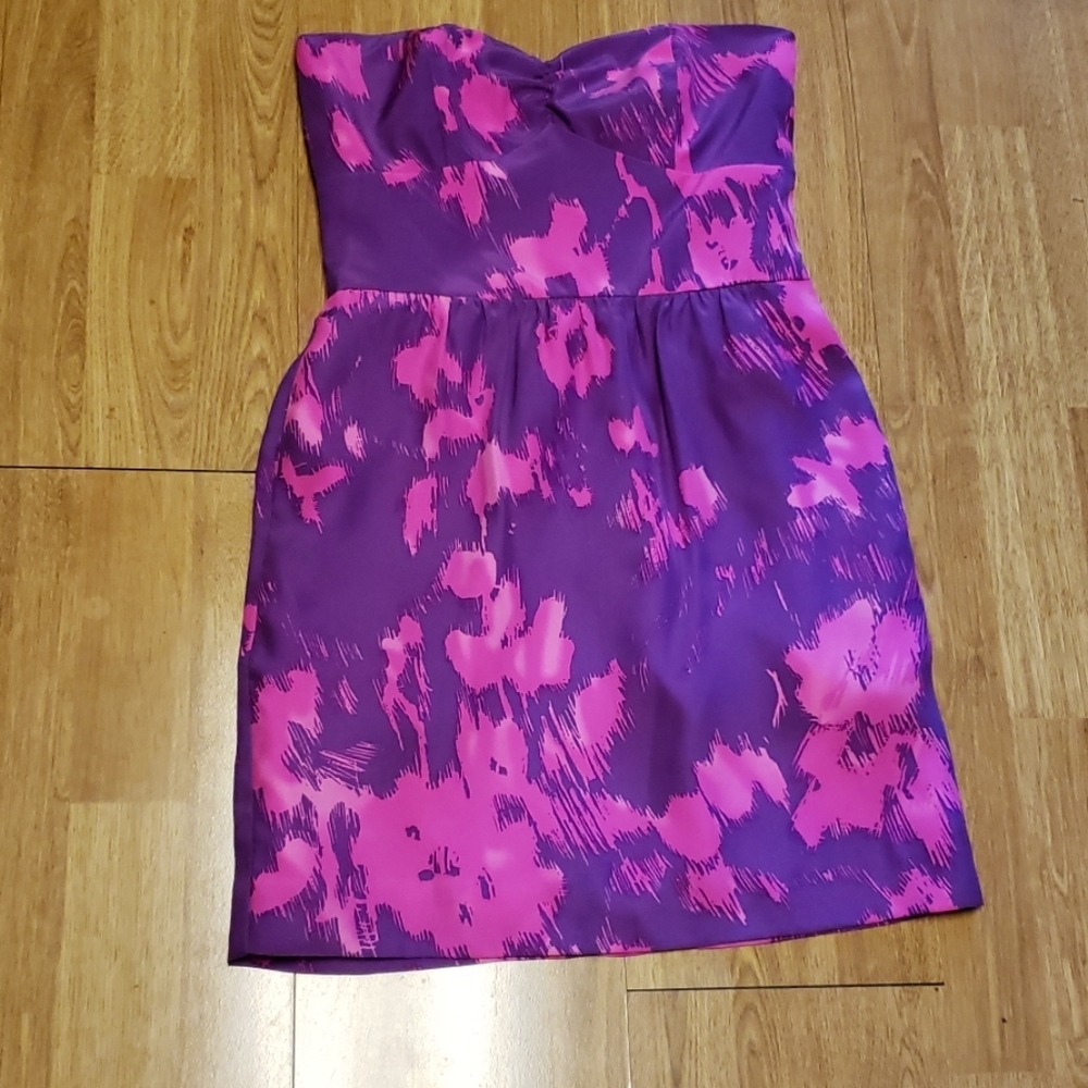 NWT Britt Ryan strapless pink purple silk dress 0